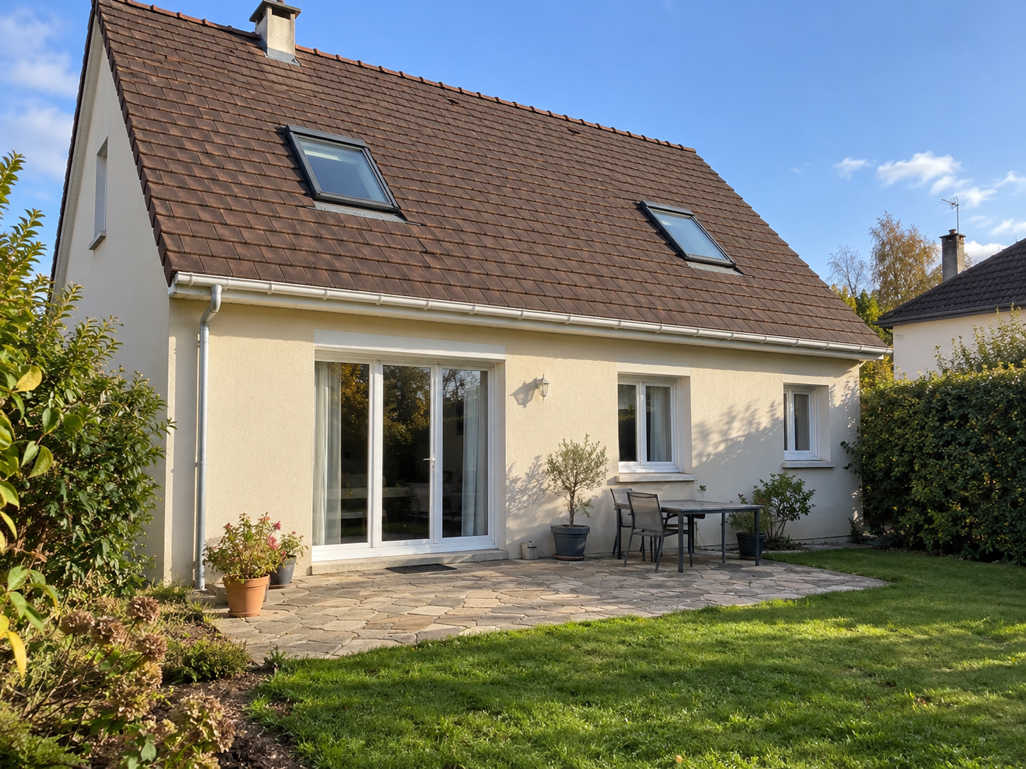Maison nordiste avec un toit brun impeccable après nettoyage